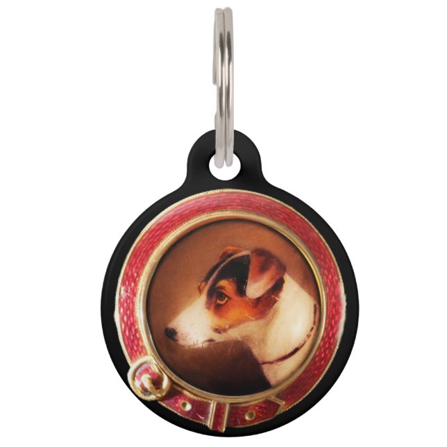 VIKTORIANISCH MINIATURE HUNDERPORTRAITS Fox Terrie Haustiermarke (Vorderseite)