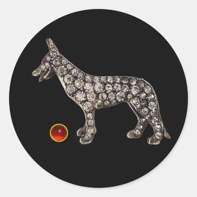 VIKTORIANISCH MINIATURHUNDERPORTRAITS DEUTSCHE SCH RUNDER AUFKLEBER (Vorderseite)