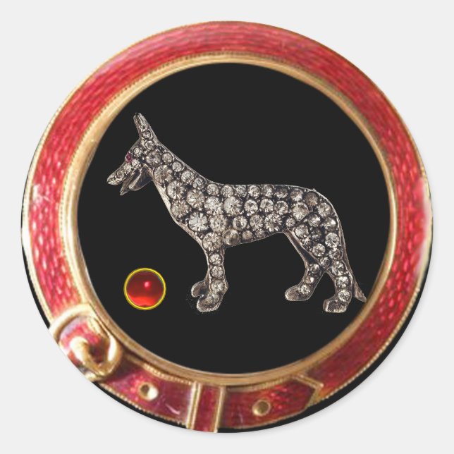 VIKTORIANISCH MINIATURHUNDERPORTRAITS DEUTSCHE SCH RUNDER AUFKLEBER (Vorderseite)