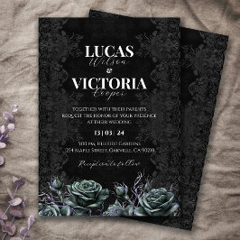 Viktorianisch-Moody-Floral-Gothic-Hochzeit Einladung