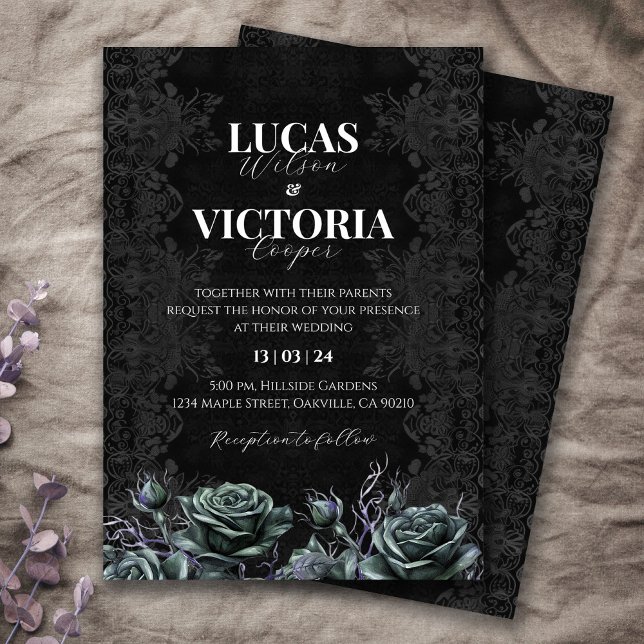 Viktorianisch-Moody-Floral-Gothic-Hochzeit Einladung (Von Creator hochgeladen)