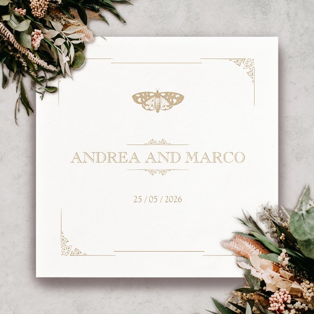 Viktorianisch Moth Elegant Gotische Hochzeit Serviette (Gothic Moth Tattoo Vintage Wedding Napkin)