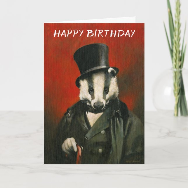 Viktorianisch Mr Badger Birthday Card Karte (Vorderseite)