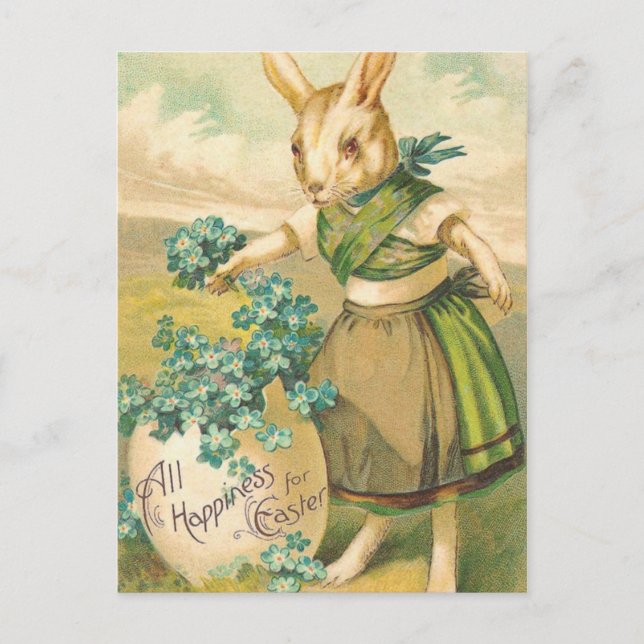 Viktorianisch Ostern Bunny Postcard Feiertagspostkarte (Vorderseite)