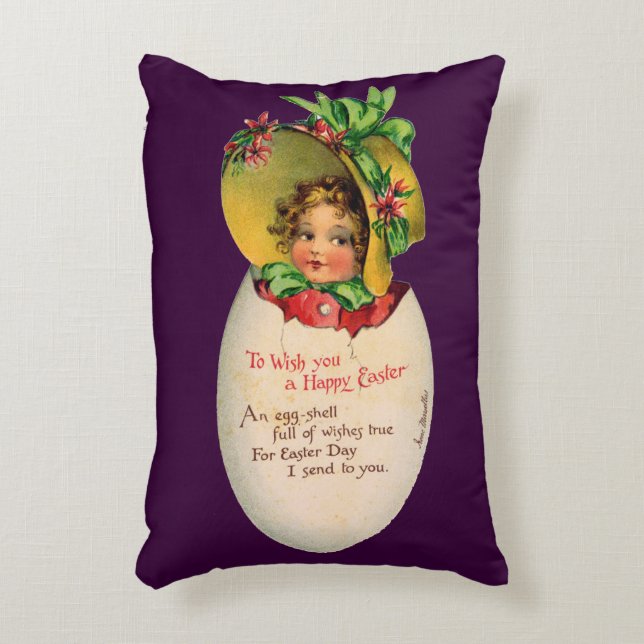 Viktorianisch Ostern, Vintages Mädchen mit Bonnet  Dekokissen (Vorderseite(Vertikal))
