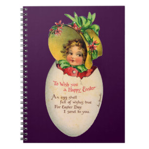 Viktorianisch Ostern, Vintages Mädchen mit Bonnet Notizblock