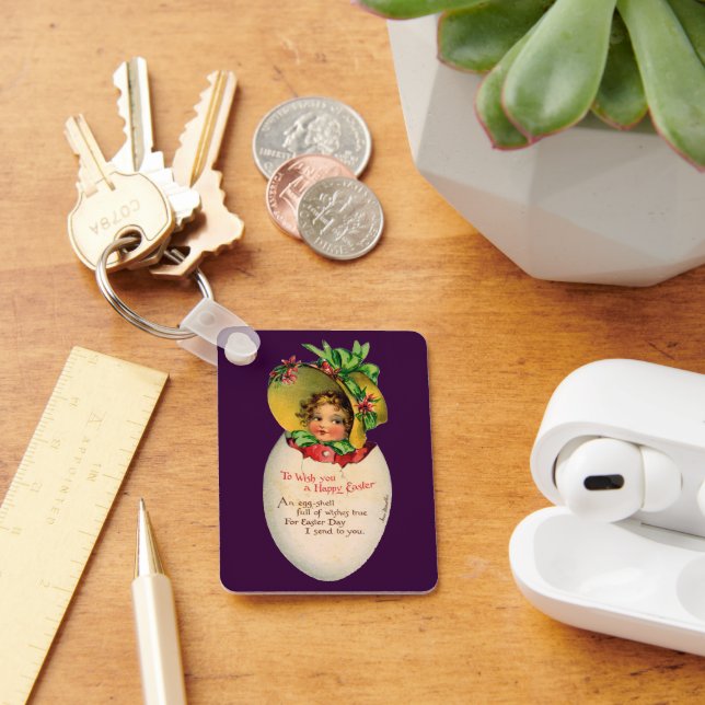 Viktorianisch Ostern, Vintages Mädchen mit Bonnet  Schlüsselanhänger (Schreibtisch)