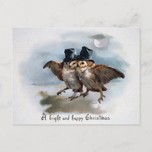 Viktorianisch Owls Christmas Postkarte