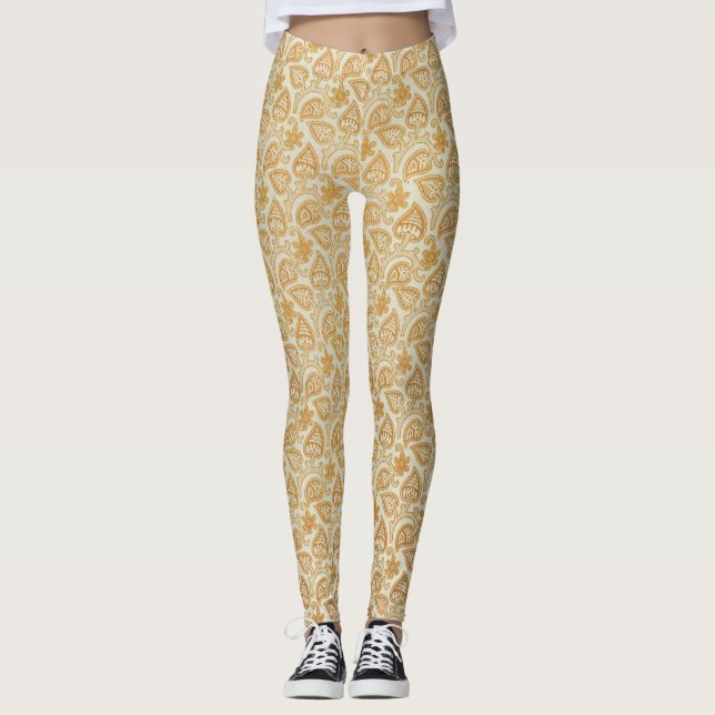 Viktorianisch Paisley Leaf Muster Leggings (Vorderseite)