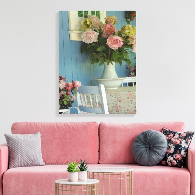 Viktorianisch Peonies - Martha's Vineyard Canvas P Leinwanddruck (Insitu (Wohnzimmer))