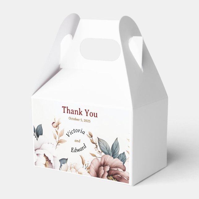 Viktorianisch Peony Luxe Gastgeschenk Hochzeit Box Geschenkschachtel (Rückseite)