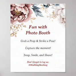 Viktorianisch Peony Luxe Wedding Foto Booth Sign Poster