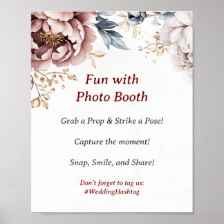 Viktorianisch Peony Luxe Wedding Foto Booth Sign Poster