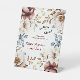 Viktorianisch Peony Luxe Wedding Guest Book Sign Sockelschild