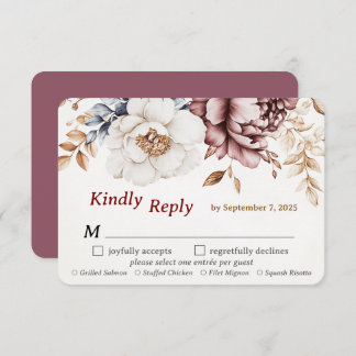 Viktorianisch Peony Luxe Wedding RSVP Card Wahlmen