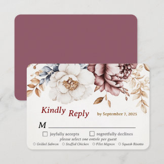 Viktorianisch Peony Luxe Wedding RSVP Card Wahlmen Karte