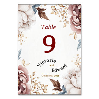 Viktorianisch Peony Luxe Wedding Tischnummer Card