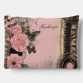 Viktorianisch Pink Floral Black Steampal Floral Zubehörtasche