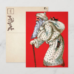 Viktorianisch Polka Dot Robed Santa Postcard Postkarte