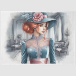 Viktorianisch Red Head Beauty Decoupage Seidenpapier