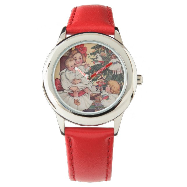 Viktorianisch Red Vintag Kids Christmas Watch Armbanduhr (Vorderseite)