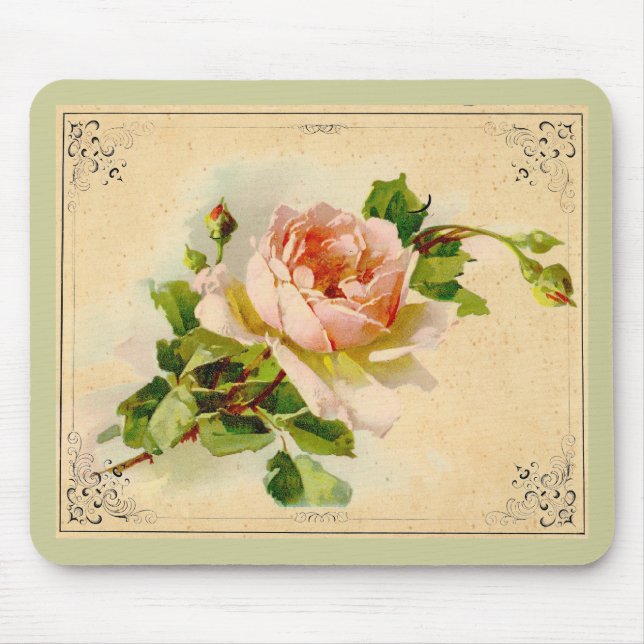 Viktorianisch rosa Rose Mousepad (Vorne)