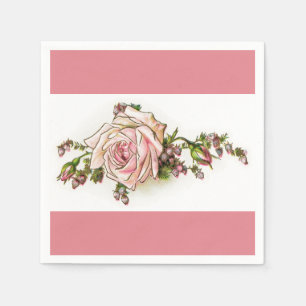 Viktorianisch rosa Rose und Buds Paper Napkin Serviette