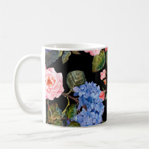 Viktorianisch rosa Rosenbukett. Kaffeetasse