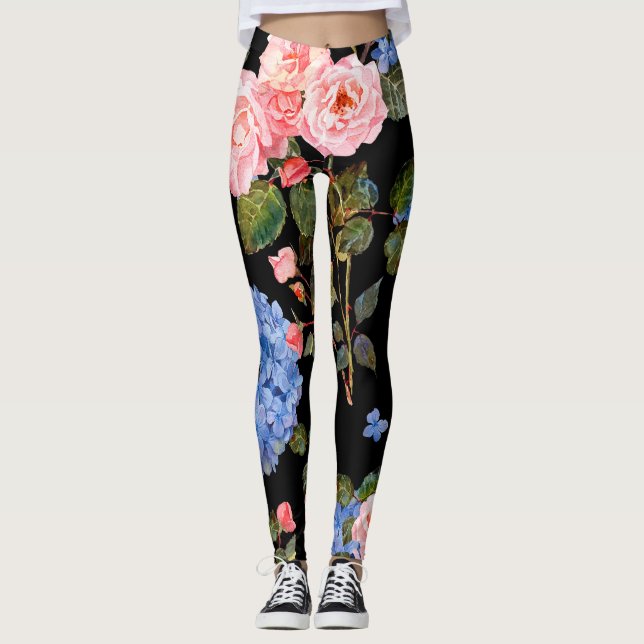 Viktorianisch rosa Rosenbukett. Leggings (Vorderseite)