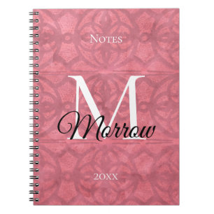 Viktorianisch Rouge Pink Batik Name und Jahr Notizblock