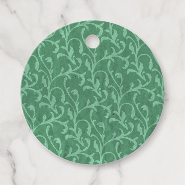 Viktorianisch Sage Green Paisley Like Design Geschenkanhänger (Vorderseite)