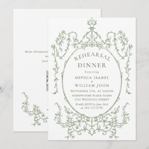 Viktorianisch Sage Green Probe Dinner QR-Code Einladung