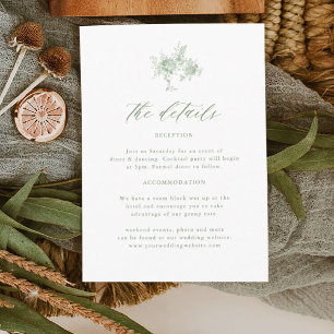 Viktorianisch Sage Green Toile Hochzeitdetails Begleitkarte