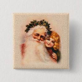 Viktorianisch Santa and Girl Button