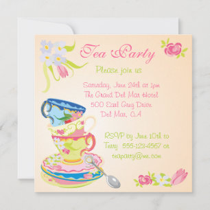 Viktorianisch Stacks Tee Cups Tee Party Einladung