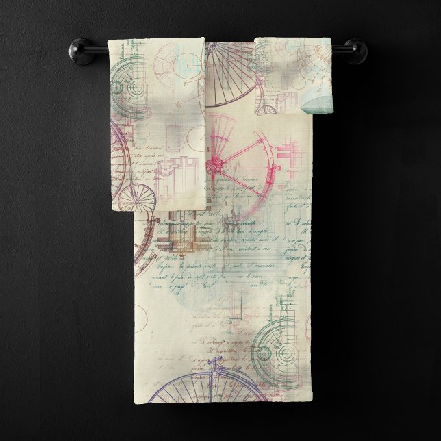 Viktorianisch Steampunk | Aquarellgrunge Pastell Badhandtuch Set (Von Creator hochgeladen)