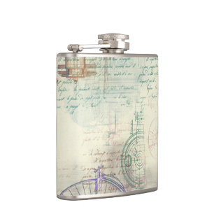 Viktorianisch Steampunk Aquarellgrunge Pastell Flachmann