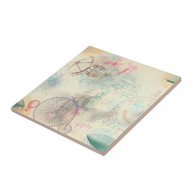 Viktorianisch Steampunk | Aquarellgrunge Pastell Fliese (Seite)