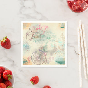 Viktorianisch Steampunk Aquarellgrunge Pastell Serviette