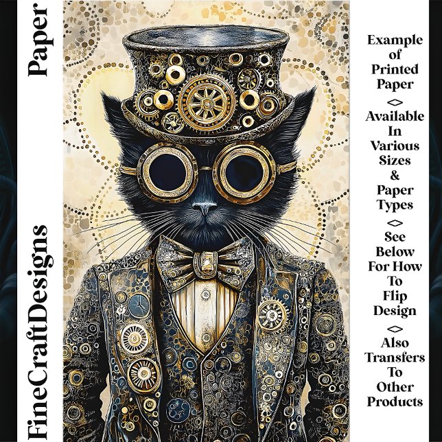 Viktorianisch Steampunk Black Cat AB6 Scrapbook Pa (Von Creator hochgeladen)