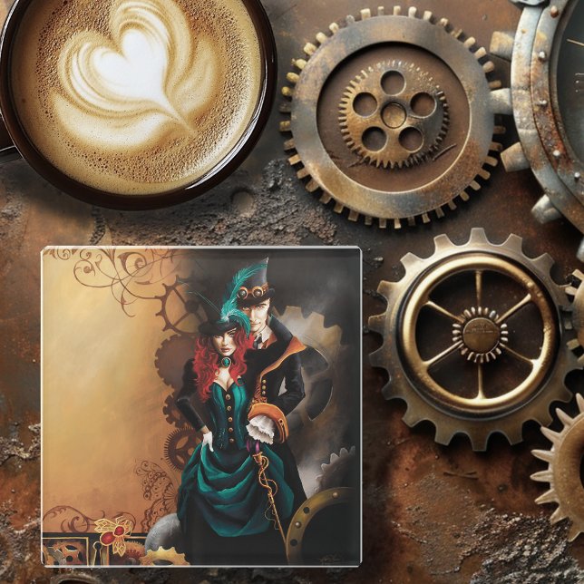 Viktorianisch Steampunk Couple Glasuntersetzer (Von Creator hochgeladen)