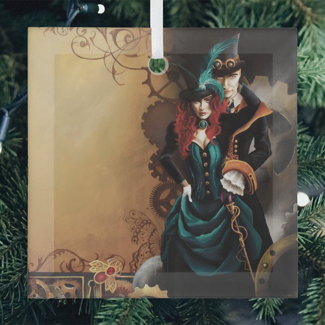 Viktorianisch Steampunk Couple Ornament Aus Glas (Von Creator hochgeladen)