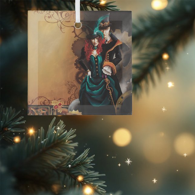 Viktorianisch Steampunk Couple Ornament Aus Glas (Von Creator hochgeladen)