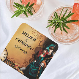 Viktorianisch Steampunk Elegance Wedding Rechteckiger Pappuntersetzer