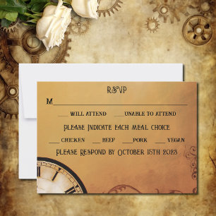 Viktorianisch Steampunk Elegance Wedding RSVP Karte