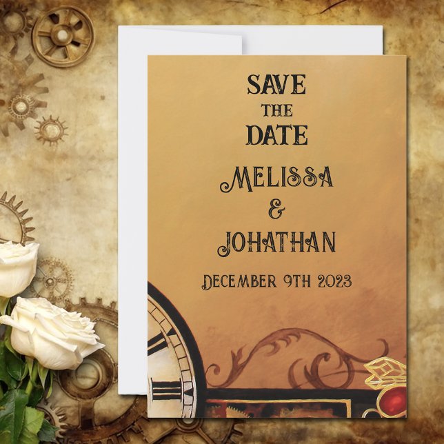 Viktorianisch Steampunk Elegance Wedding Save The Date (Von Creator hochgeladen)