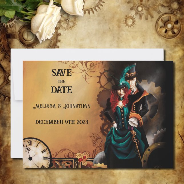 Viktorianisch Steampunk Elegance Wedding Save The Date (Von Creator hochgeladen)