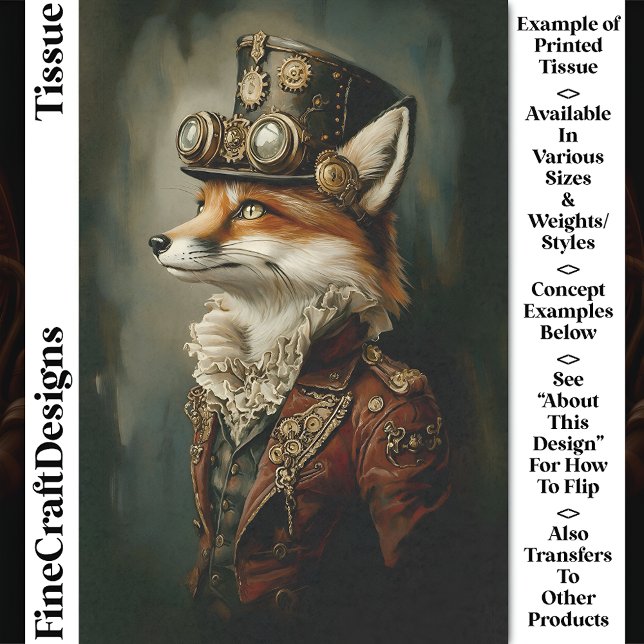 Viktorianisch Steampunk Fox Portrait CJ7 Decoupage Seidenpapier (Von Creator hochgeladen)