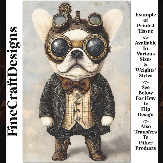 Viktorianisch Steampunk French Bulldog AS8 Decoupa Seidenpapier (Von Creator hochgeladen)