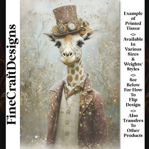 Viktorianisch Steampunk Giraffe, Top Hat CA4 Decou Seidenpapier